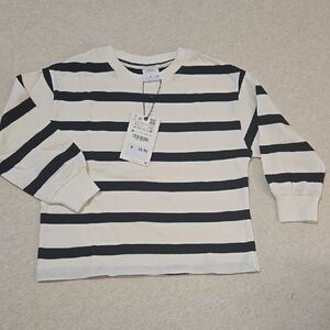Zara Striped Kids Shirt - Black and White, Size 6